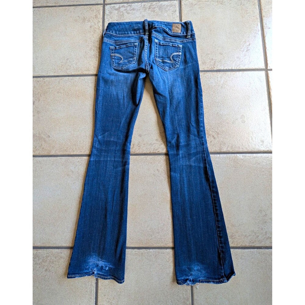 American Eagle Y2k Flare Super Low Rise Stretch Jeans Artist Sz 0 30" Long